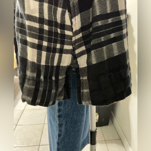 Free People Baby Blues Black & White Plaid Pleated Tunic with Pockets Medium - Picture 9 of 16